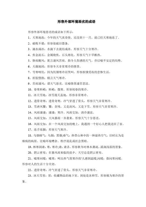 形容外部环境恶劣的成语
