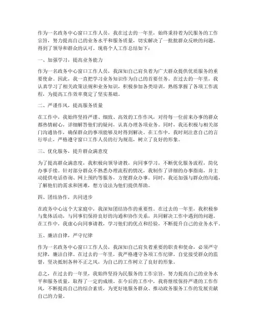 政务中心窗口个人工作总结简短