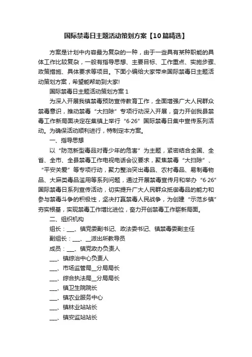 国际禁毒日主题活动策划方案【10篇精选】
