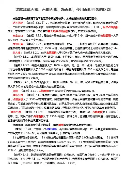 建筑面积、占地面积、净面积、使用面积四者的区别