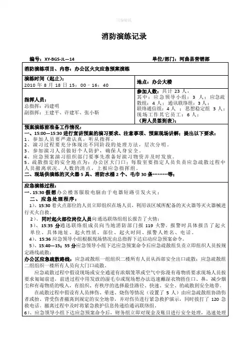 应急预案演练记录(范例)