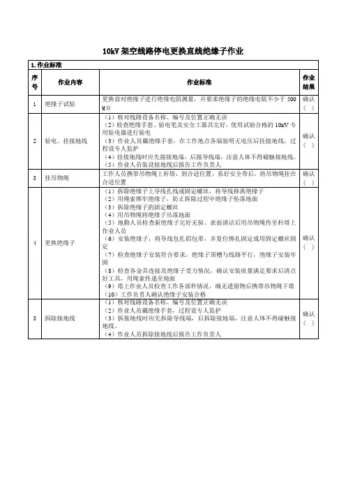 10kV架空线路停电更换直线绝缘子作业