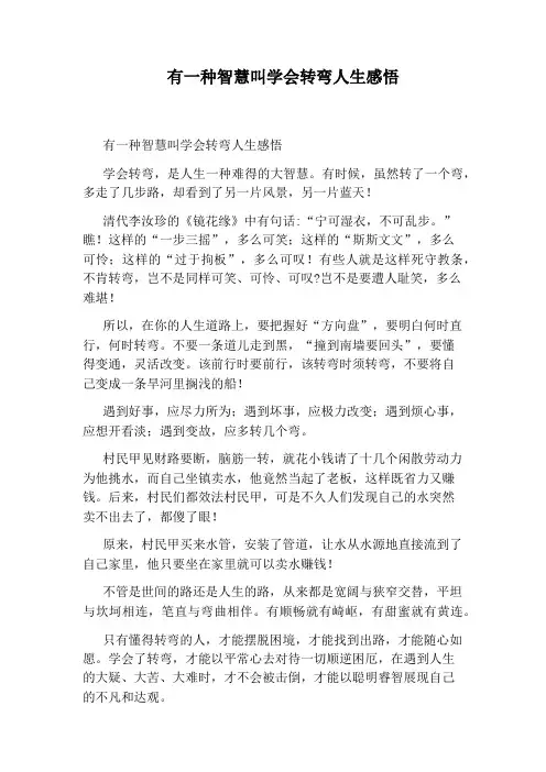 有一种智慧叫学会转弯人生感悟