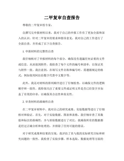 二甲复审自查报告