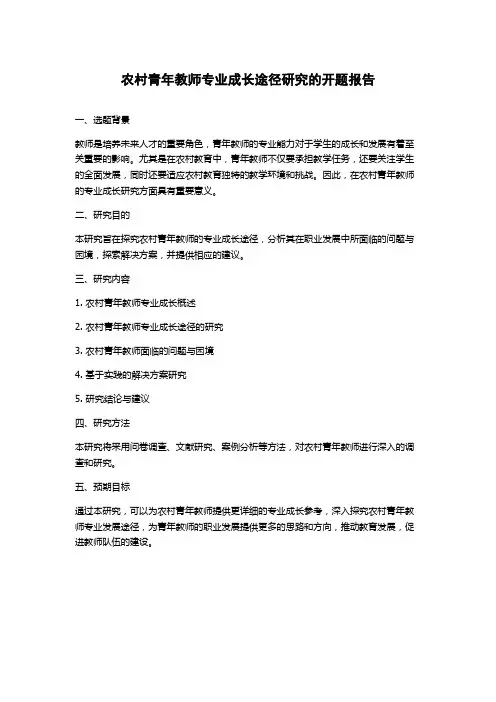 农村青年教师专业成长途径研究的开题报告