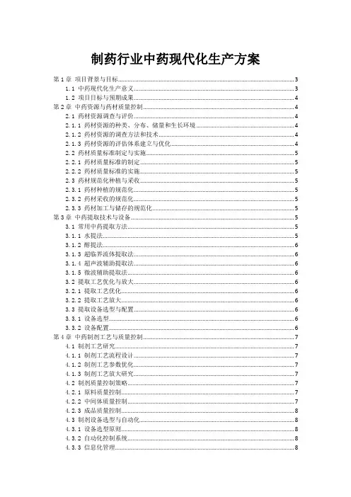 制药行业中药现代化生产方案