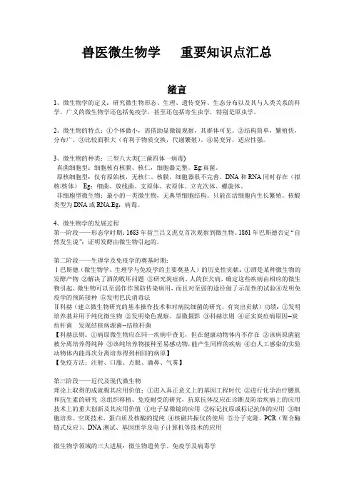 兽医微生物学重要知识点汇总