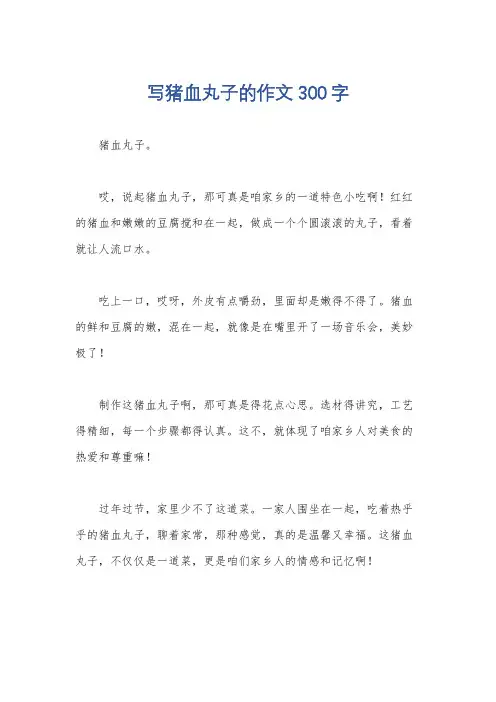 写猪血丸子的作文300字