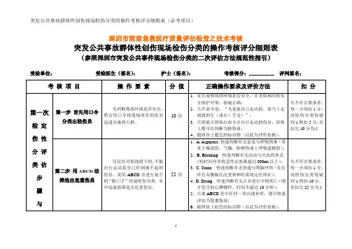 群体伤现场检伤分类的操作考核评分细则表
