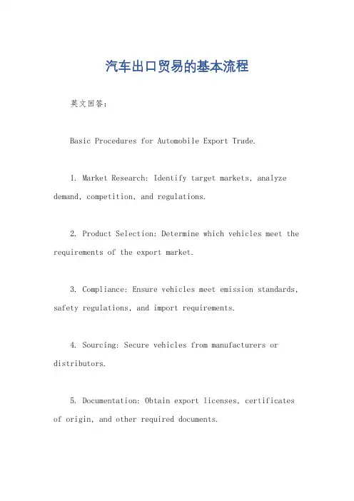 汽车出口贸易的基本流程
