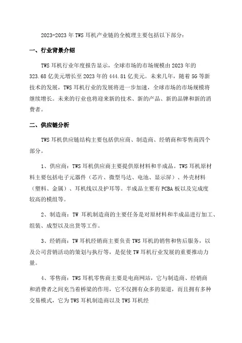 2024-2024年TWS耳机产业链全梳理