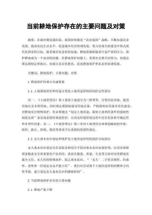 当前耕地保护存在的主要问题及对策