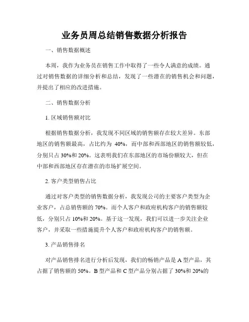 业务员周总结销售数据分析报告