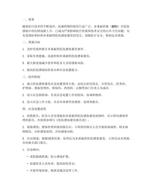 发生多重耐药应急预案