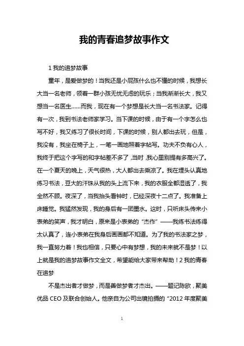 我的青春追梦故事作文