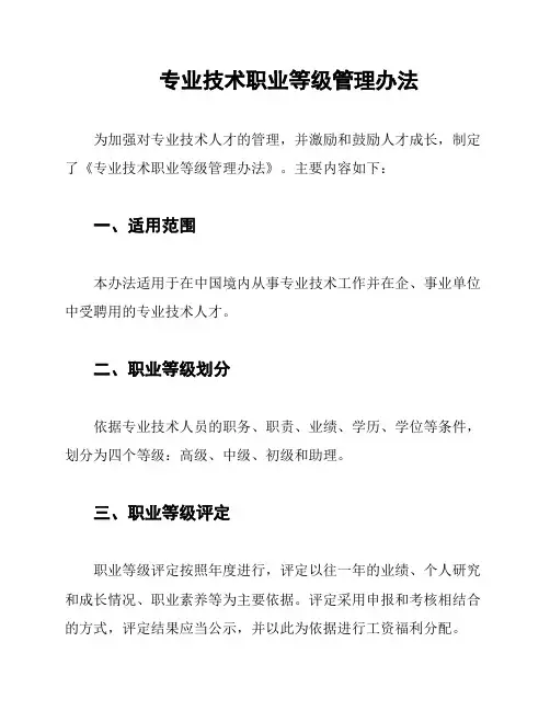专业技术职业等级管理办法