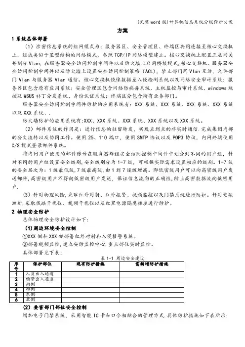 (完整word版)计算机信息系统分级保护方案