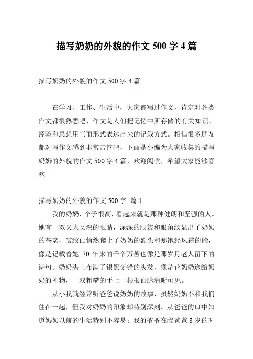 描写奶奶的外貌的作文500字4篇