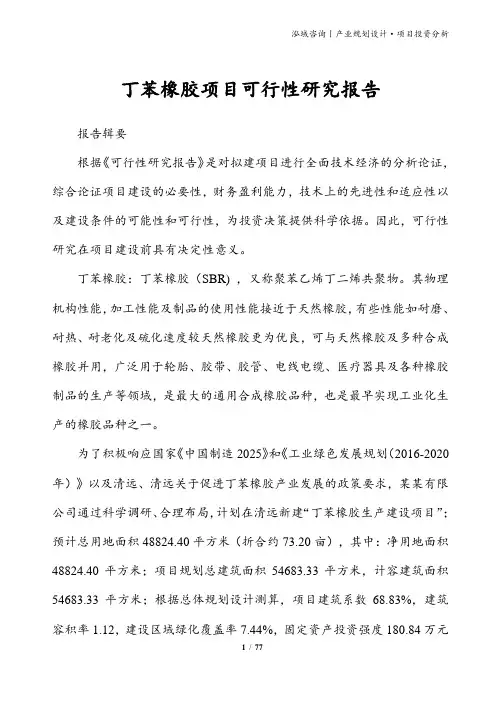 丁苯橡胶项目可行性研究报告