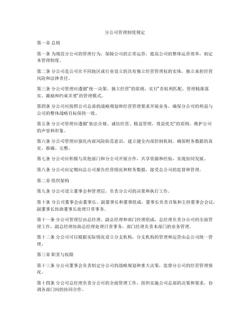 分公司管理制度规定