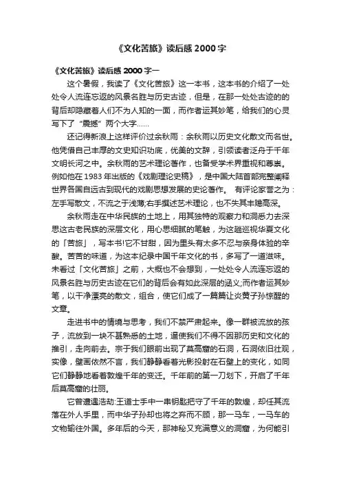 《文化苦旅》读后感2000字