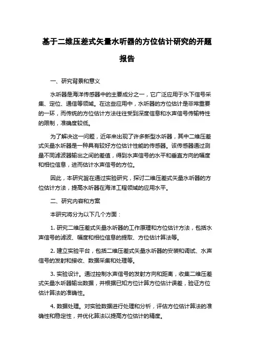 基于二维压差式矢量水听器的方位估计研究的开题报告