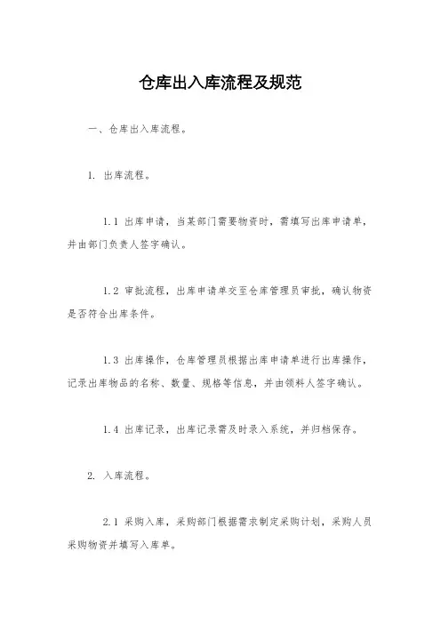 仓库出入库流程及规范