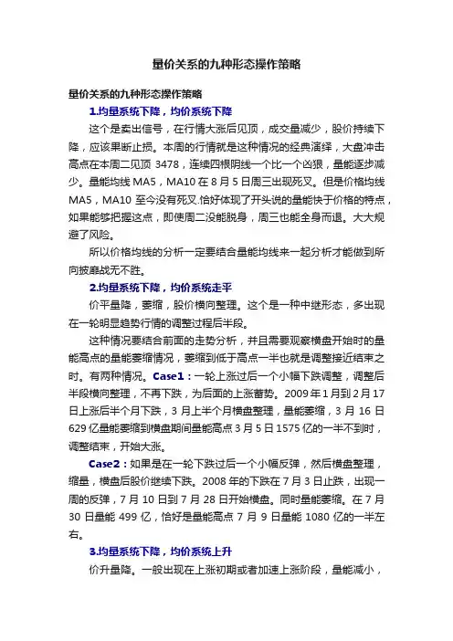 量价关系的九种形态操作策略