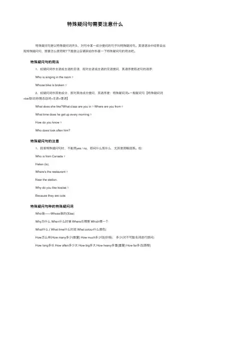 特殊疑问句需要注意什么