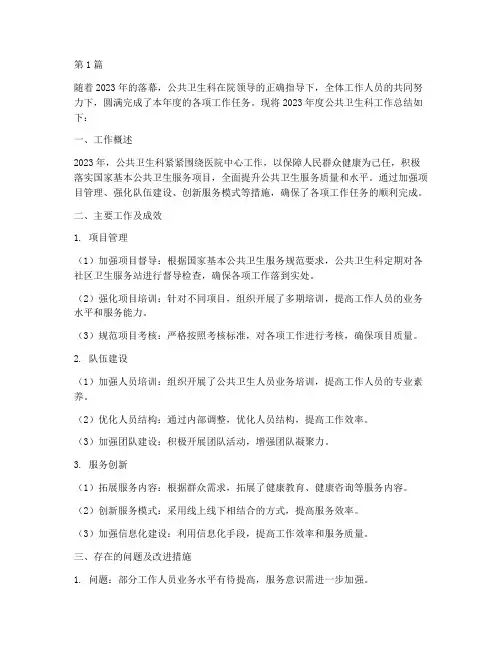 医院公卫年度考核总结(3篇)