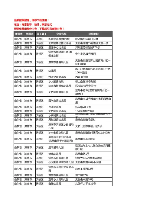 新版山东省济南市天桥区幼儿园企业公司商家户名录单联系方式地址大全243家