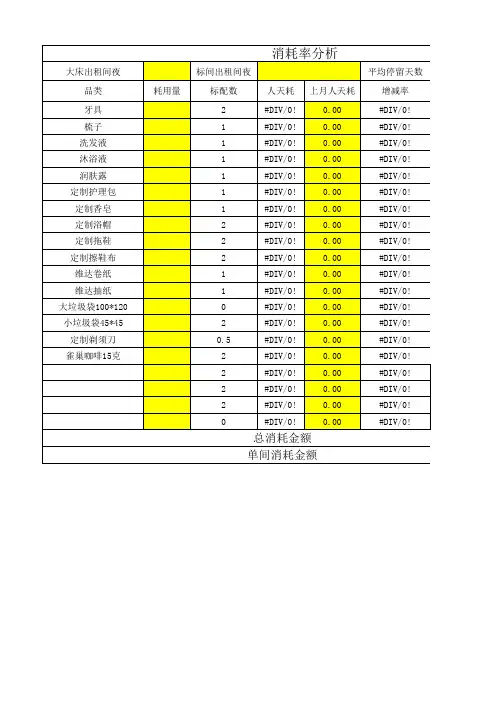 客房消耗品分析表