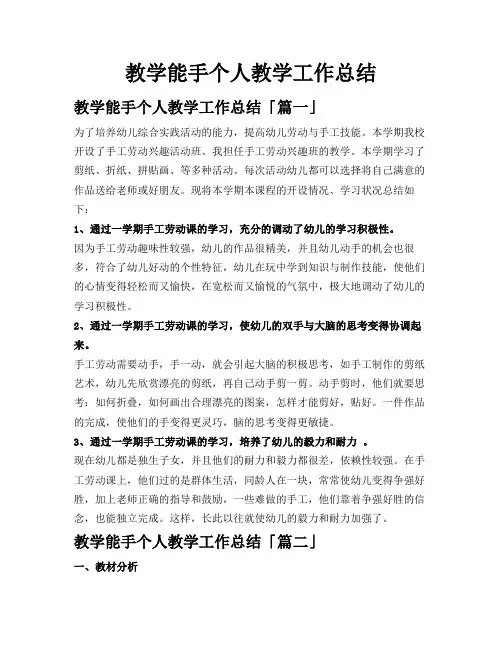教学能手个人教学工作总结