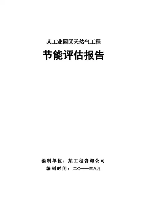 工业园区天然气工程节能评估报告