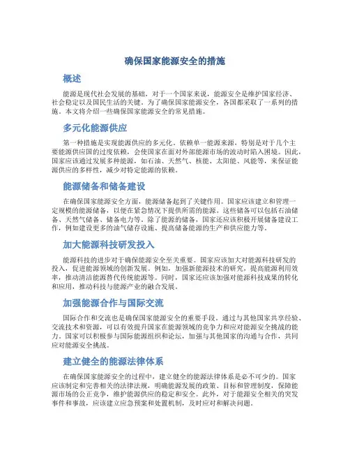 确保国家能源安全的措施