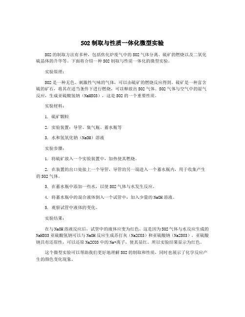 SO2制取与性质一体化微型实验