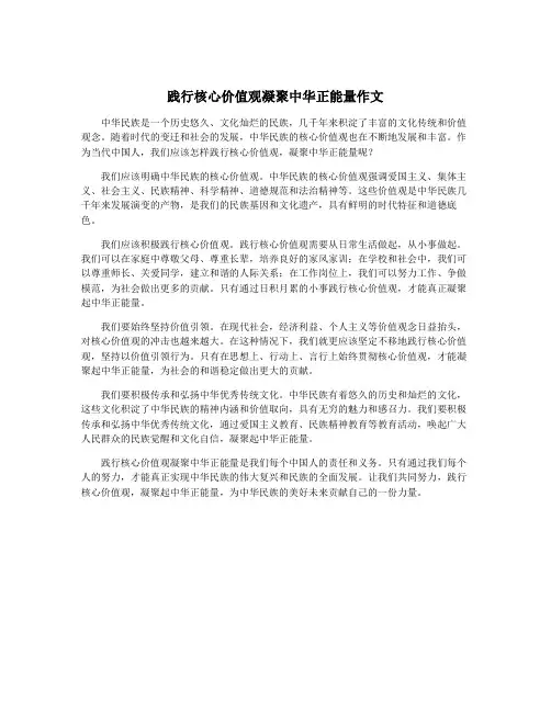 践行核心价值观凝聚中华正能量作文