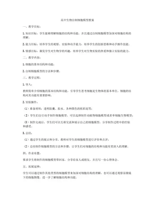 高中生物自制细胞模型教案