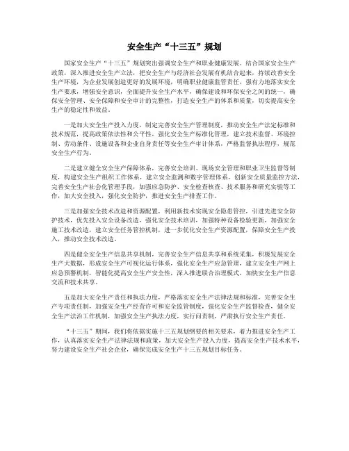 安全生产“十三五”规划