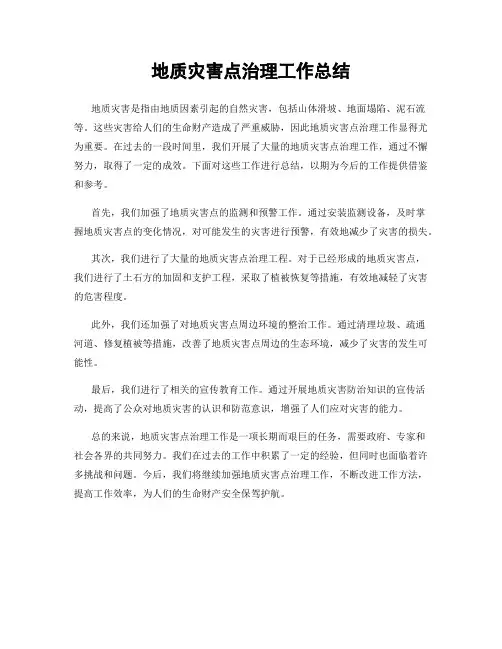 地质灾害点治理工作总结