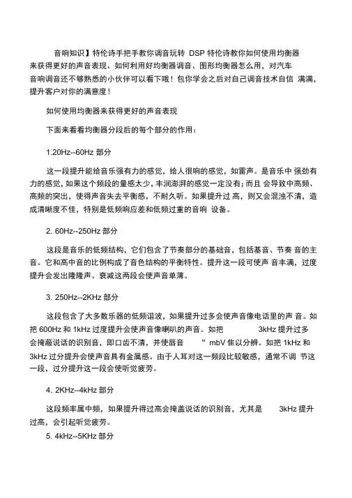 特伦诗手把手教你调音玩转DSP