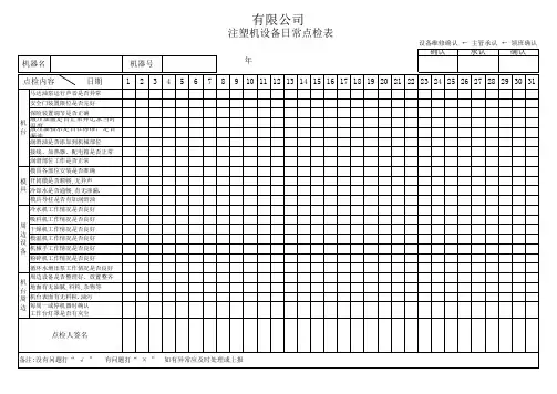 油压注塑机每日点检表
