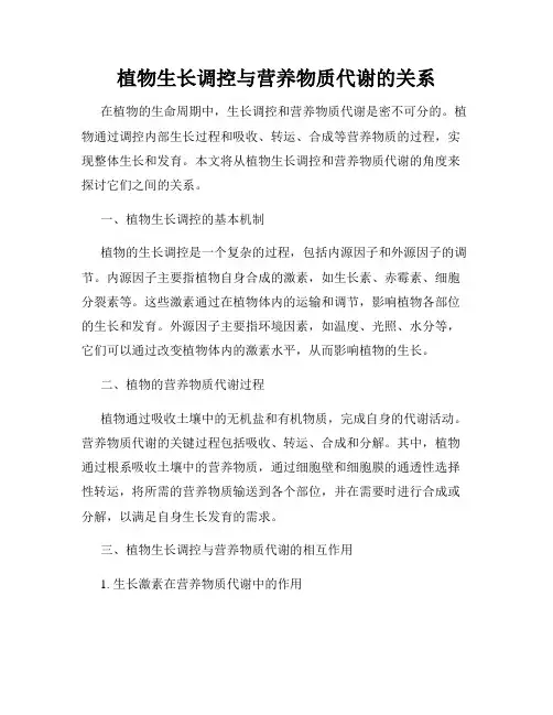 植物生长调控与营养物质代谢的关系