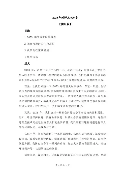 2023年时评文500字