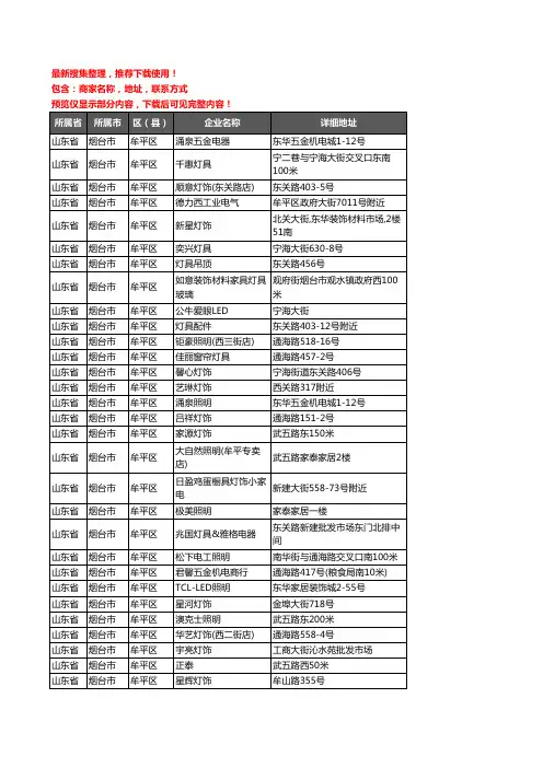 新版山东省烟台市牟平区灯饰企业公司商家户名录单联系方式地址大全49家