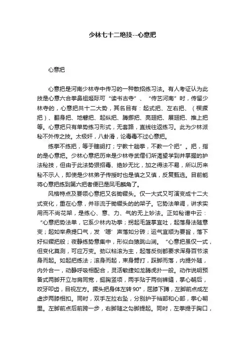 少林七十二绝技--心意把