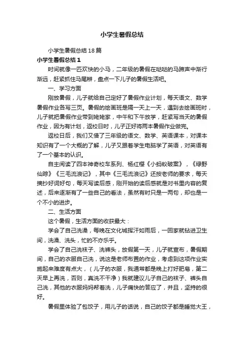 小学生暑假总结18篇