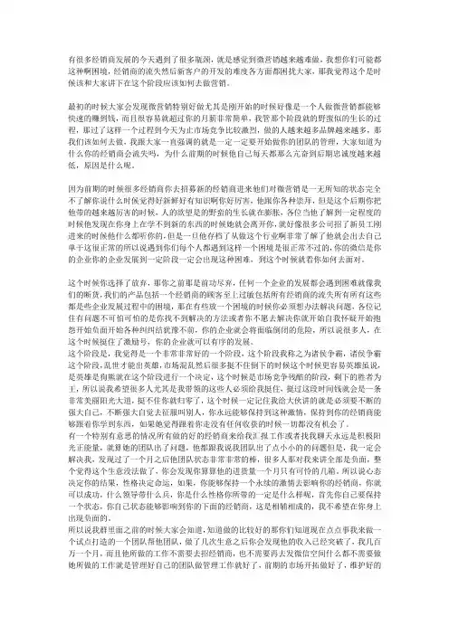团队管理【微商团队运营精品文档】