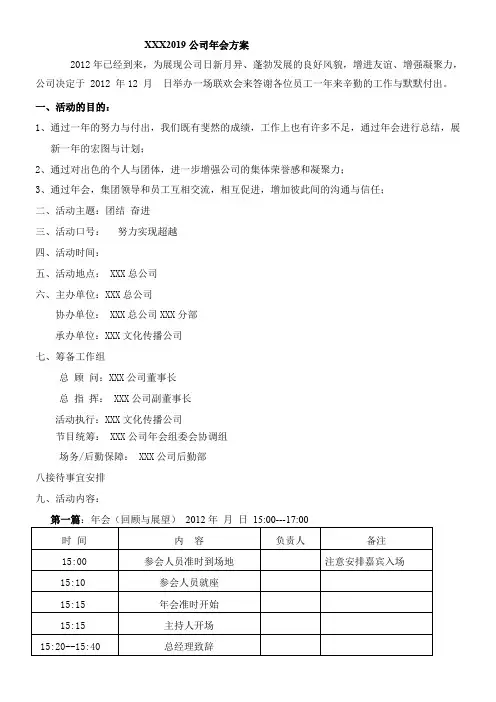 2019公司年会策划方案(优)