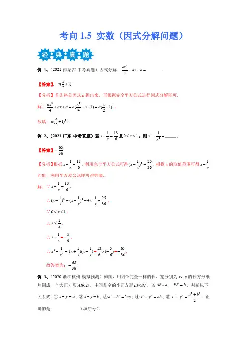 实数(因式分解问题)备战2023年中考数学考点微专题